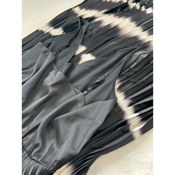 New AllSaints Size L Curtis satin tie dye pleated midi dress *No Sweater Top* - Picture 9 of 13